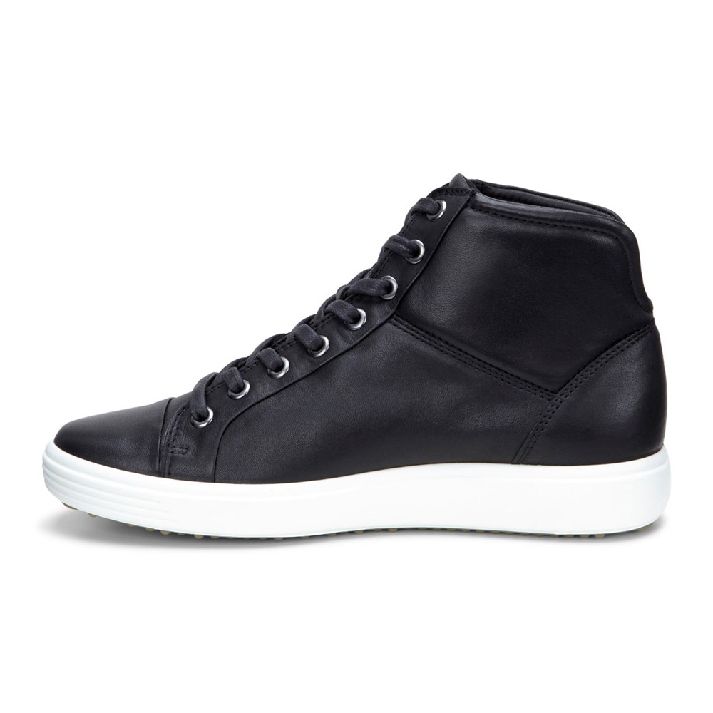 ECCO Womens Sneakers Black - Soft 7 High Top - OYE-950486